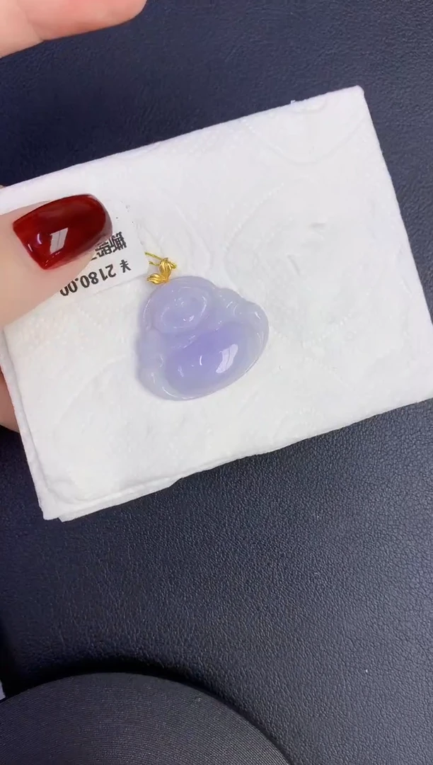 颈饰18K金镶嵌翡翠缅甸天然翡翠A货