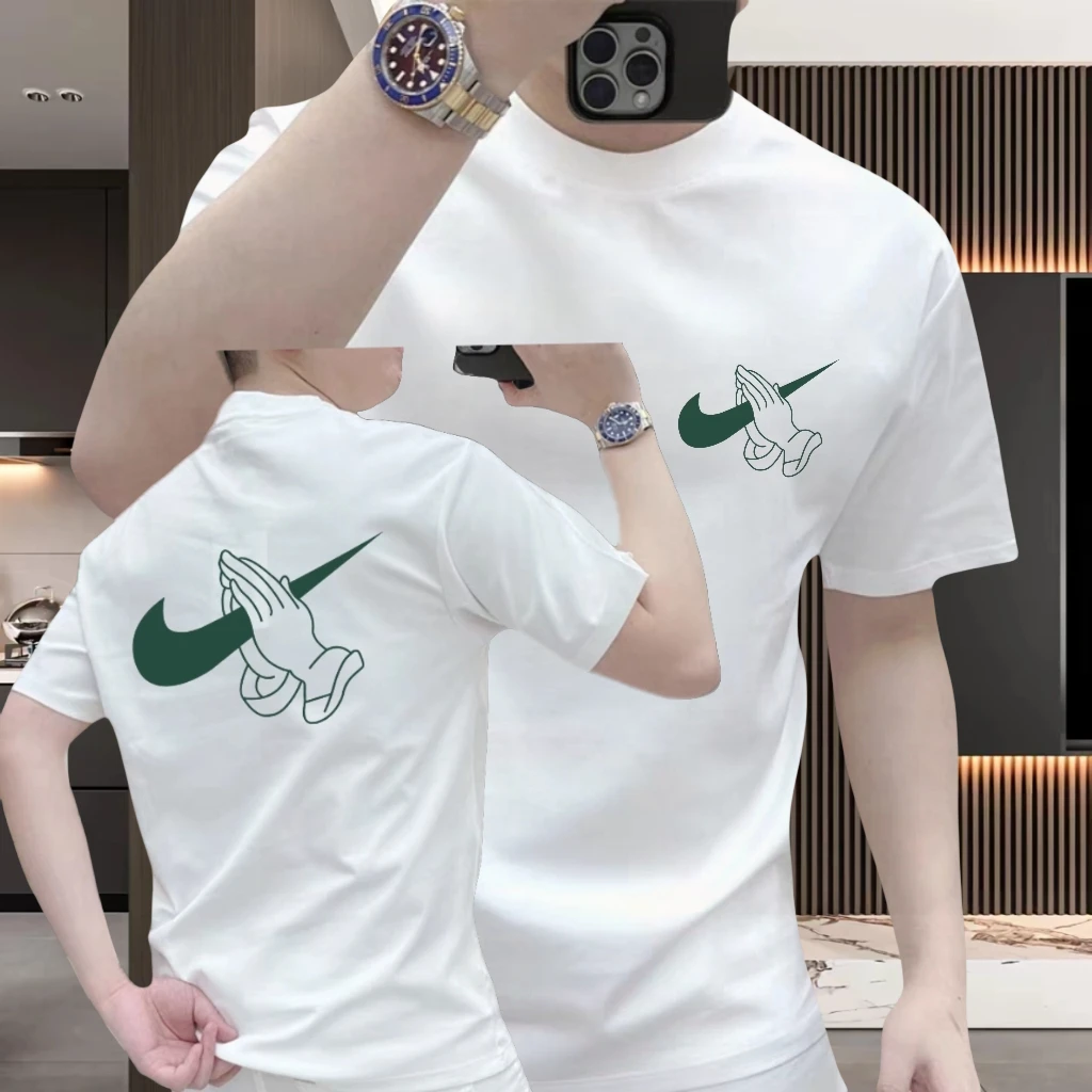 美式纯棉短袖男士圆领t恤休闲百搭半截袖潮流印花高级感上衣