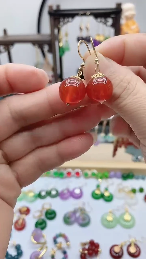 14K金镶嵌南红玛瑙耳饰39