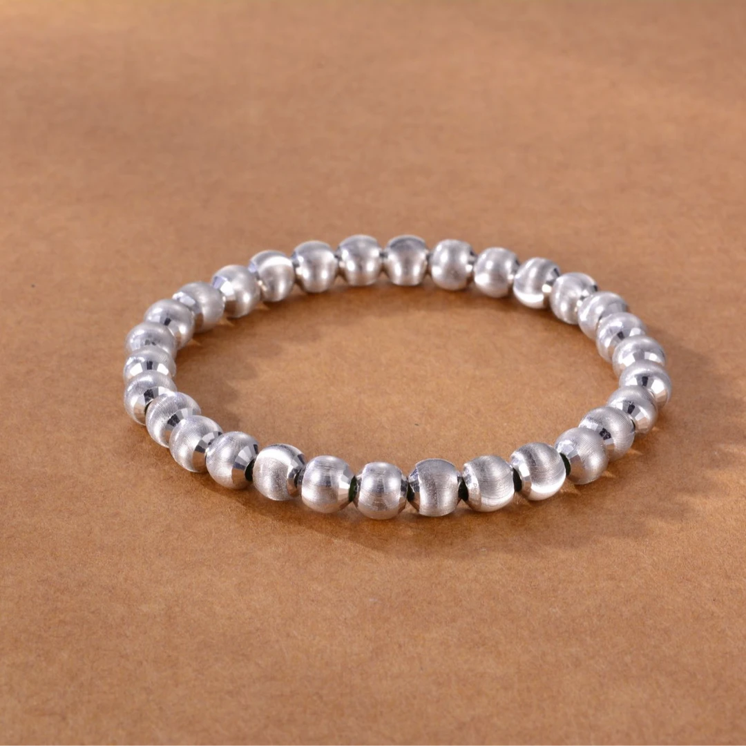 PT990铂金时尚百搭简约珠珠手工潮流流行6mm猫眼珠手串 P0005