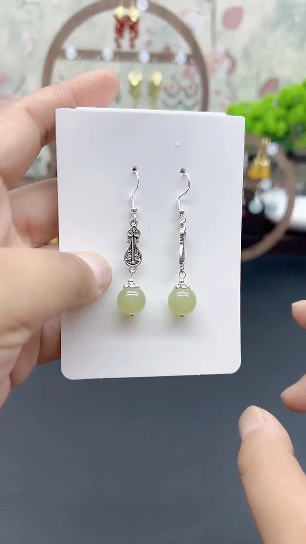 银S925镶嵌东陵石耳饰052