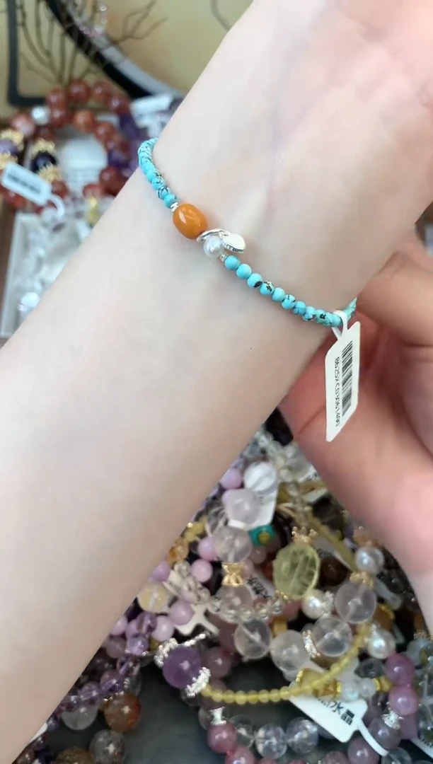 【闪购商品】蜜蜡手链银S925镶嵌380手串