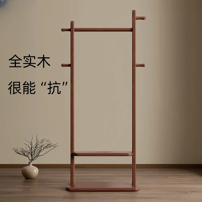 复古高级实木挂衣架子家用卧室衣帽架卧室小型简易房间多功能收纳