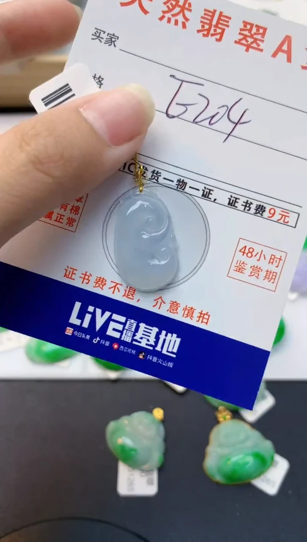 颈饰18K金镶嵌翡翠天然缅甸A货翡翠百元以上9元证书费自理