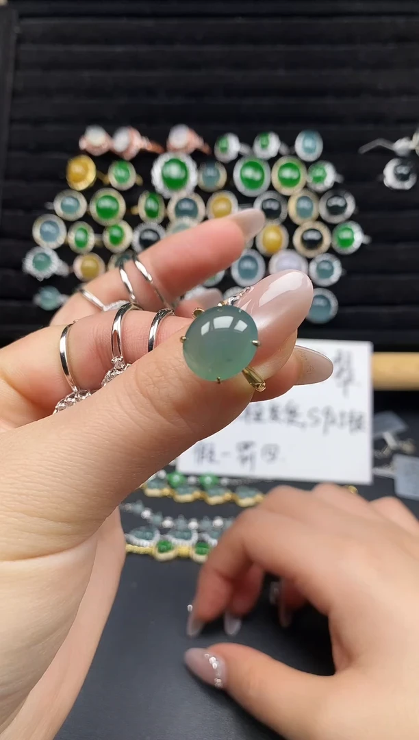 银S925镶嵌戒指翡翠111