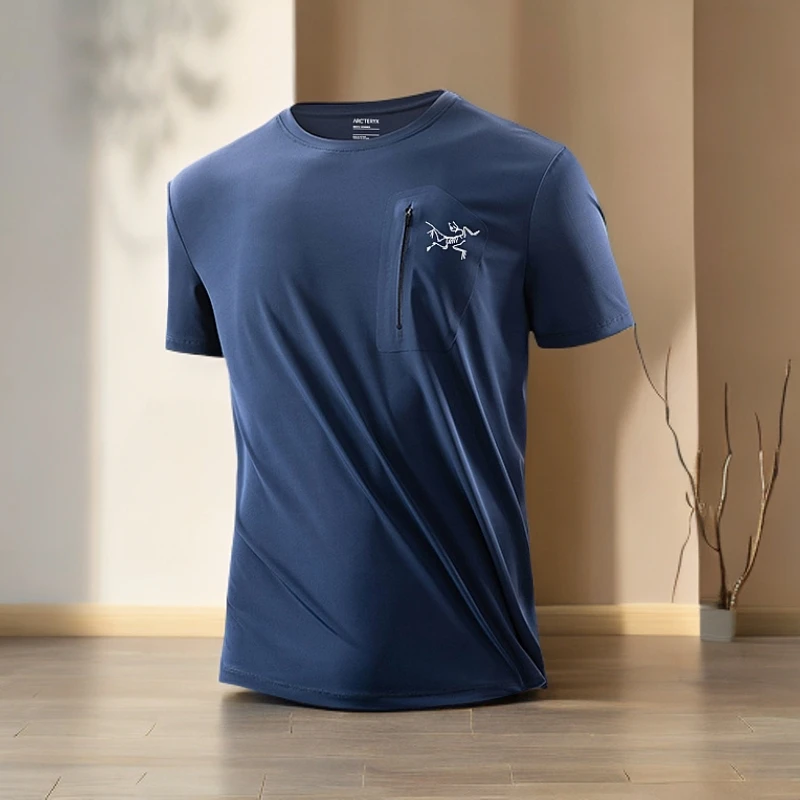 高端大气2025夏季新款男士短袖t恤圆领加大码速干透气高级感男装