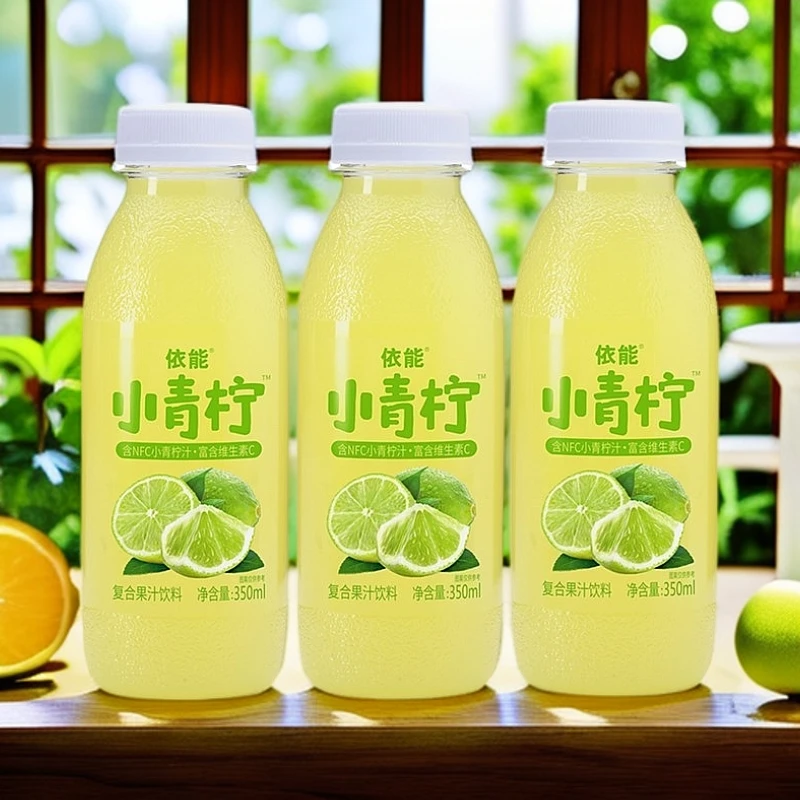 依能 小青柠果汁饮料富含维生素C冰镇酸甜饮品350ml*6瓶含NFC果汁