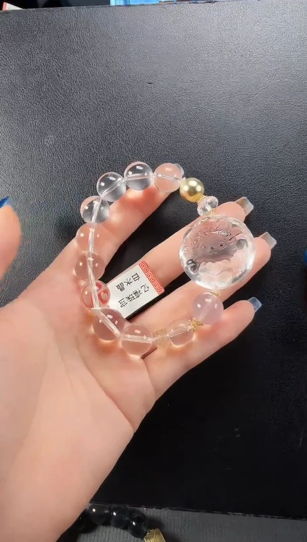未镶嵌手链水晶白比心狐