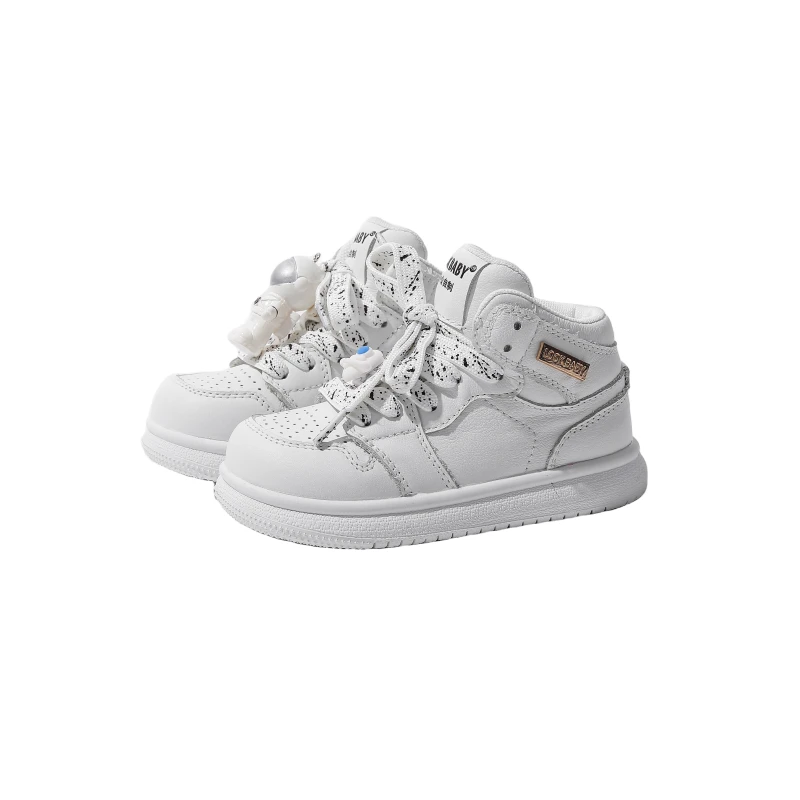 【单里板鞋】【LOOKBABY】儿童卡通扣件高帮真皮板鞋2883