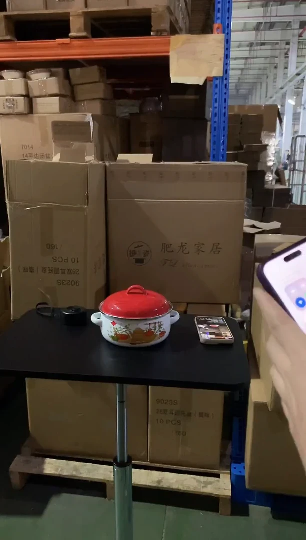 搪瓷盖子款仓播18cm田园风汤锅红盖