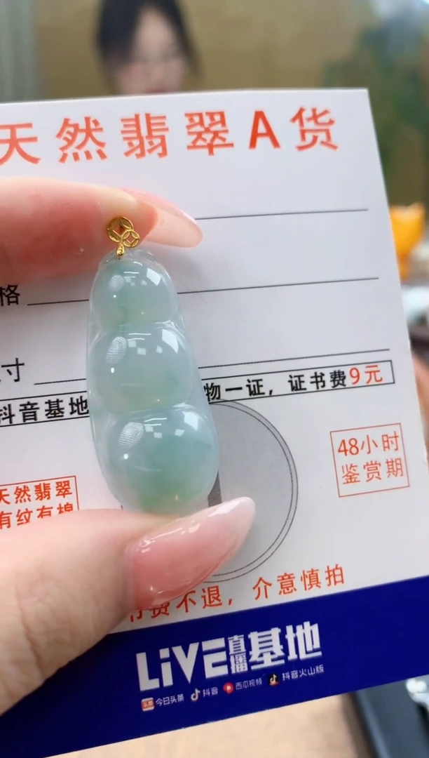 颈饰18K金镶嵌翡翠天然A货翡翠挂件
