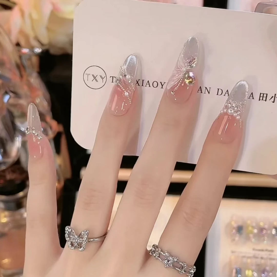 【比翼双飞】纯手工穿戴甲猫眼气质蝴蝶光疗美甲显白穿戴甲百搭款