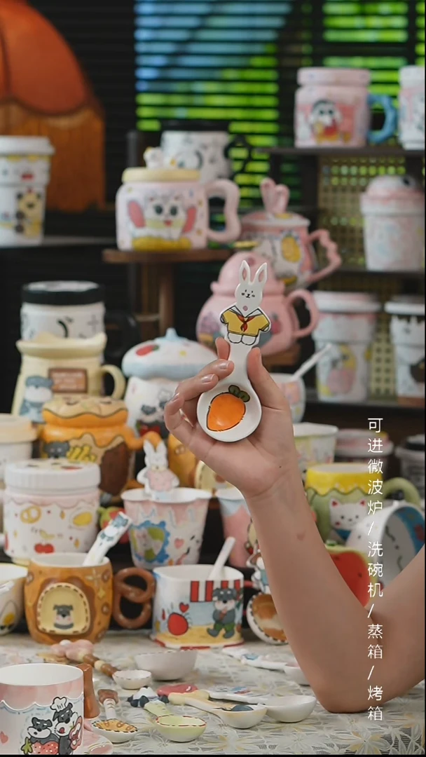 杯子景德镇高温釉下彩纯手绘创意瓷