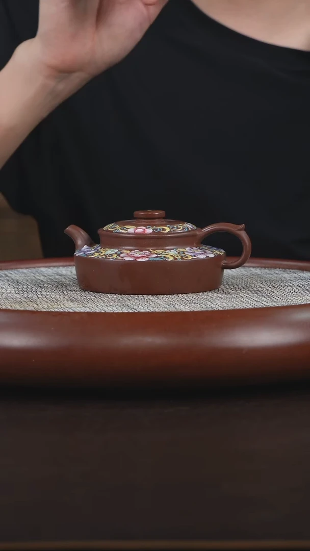 茶壶紫砂底槽青珐琅彩古卣华亭！！！