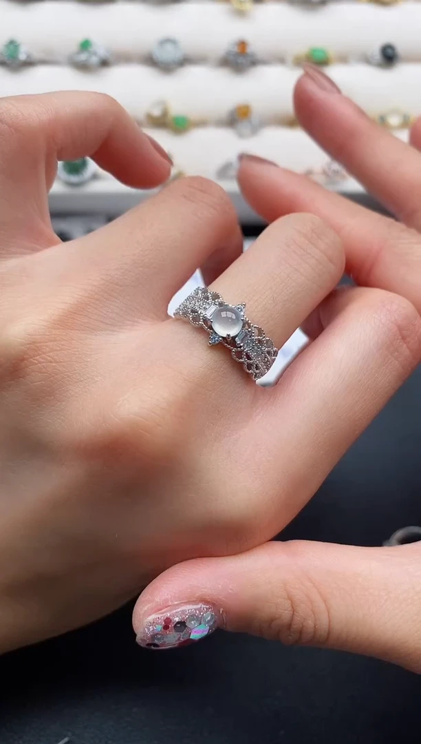 银S925镶嵌戒指翡翠2222222+8