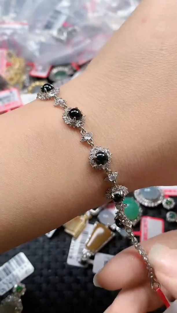 银S925镶嵌戒指翡翠天然A货缅甸翡翠