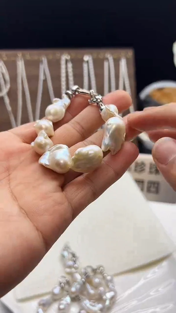 钛钢手链淡水珍珠手链