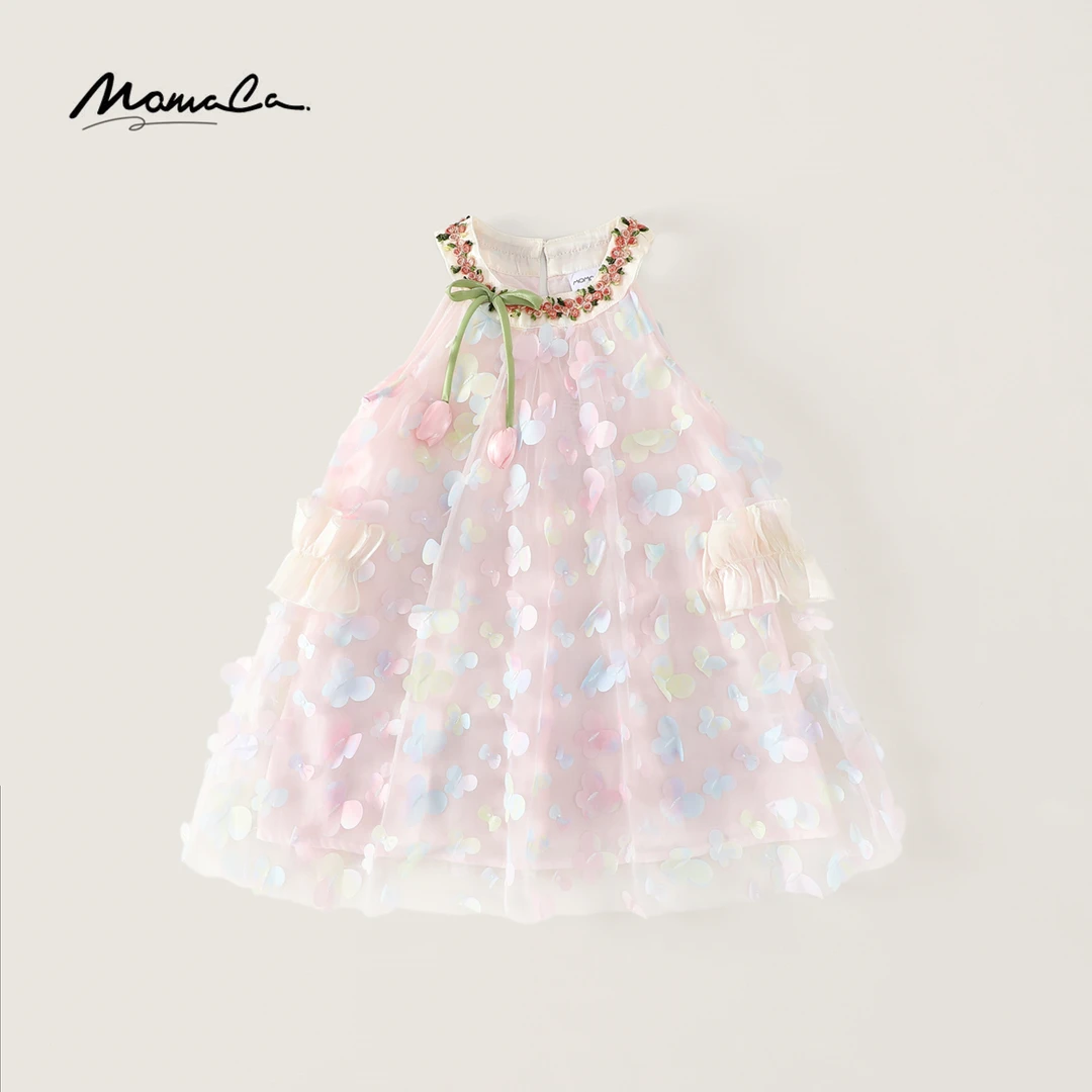 momoco蝴蝶夏季女连衣裙洋气礼服公主裙女童公主纱裙77630470108