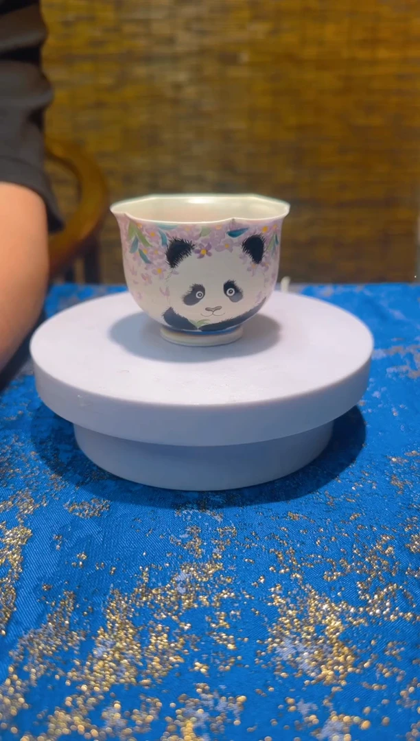 纯手工拉胚手绘大熊猫主人杯茶杯