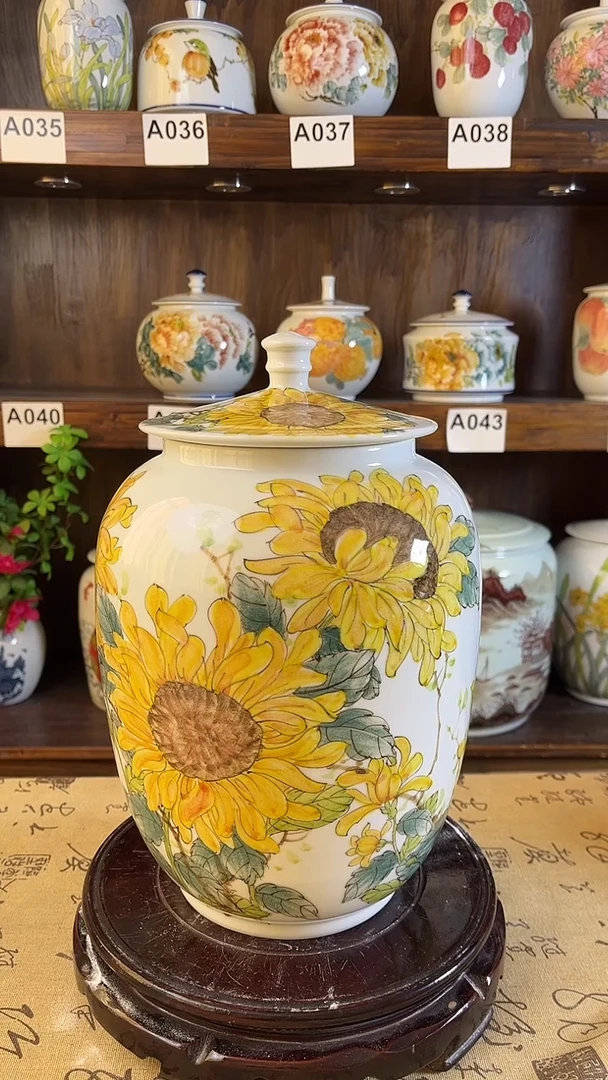 【闪购商品】纯手工手绘工笔向日葵储物罐