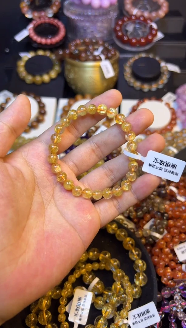 未镶嵌手串水晶金发晶7mm+