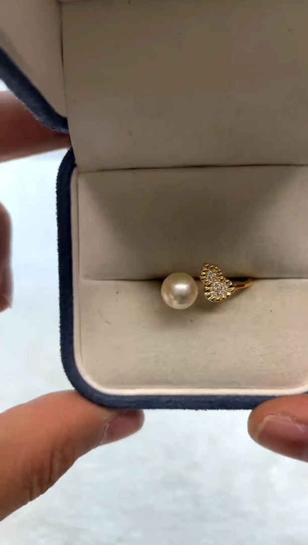 银S925镶嵌戒指海水珍珠