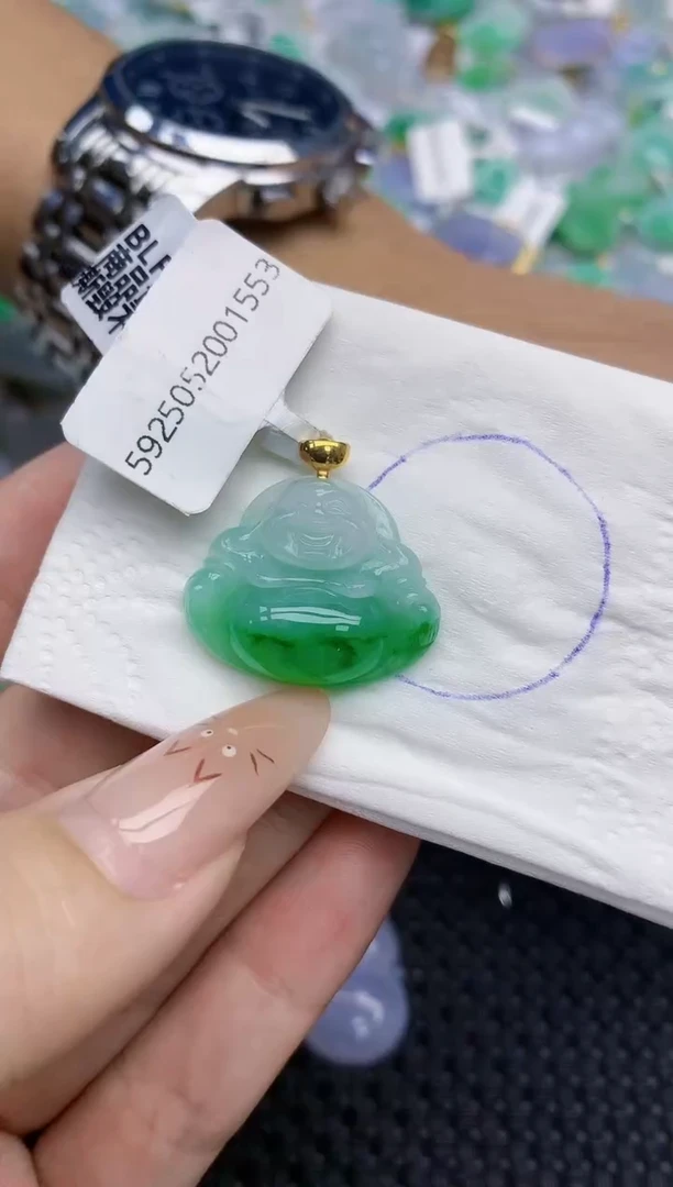 翡翠18K金镶嵌颈饰286   天然翡翠A货