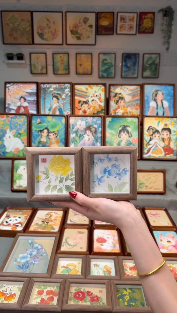 国画黄玫瑰 蝴蝶兰 一组11