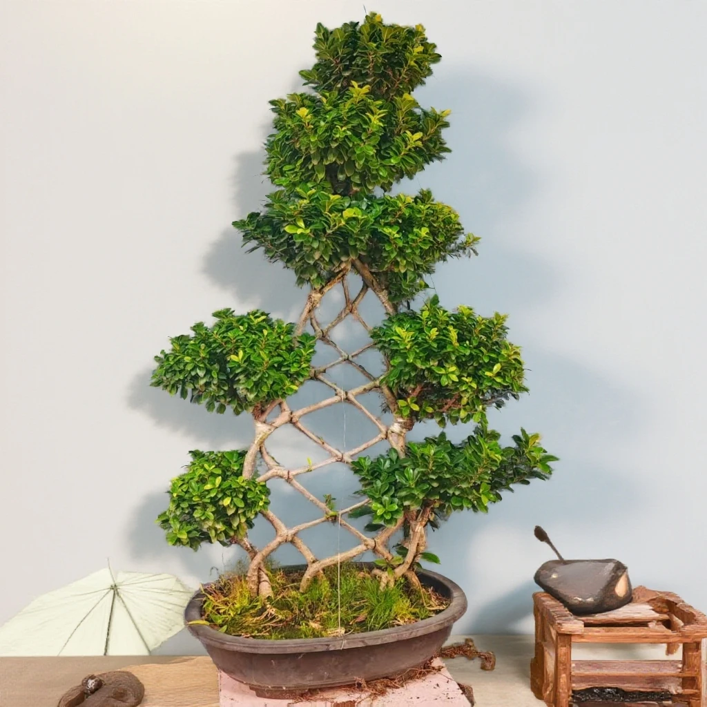 【打木架】一帆风顺金钱小叶榕树层层叠加步步高升室内室外四季常青