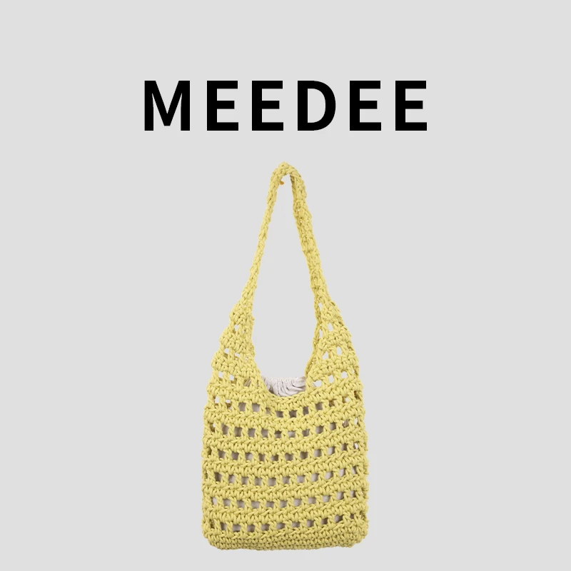 春夏女士新款百搭气质手工棉线编织单肩包（棉麻内衬）