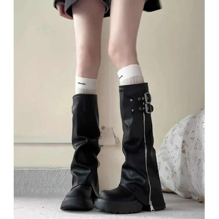 SIJIERUI辣妹大头裤管靴女2025年厚底不过膝长筒靴小个子骑士靴女