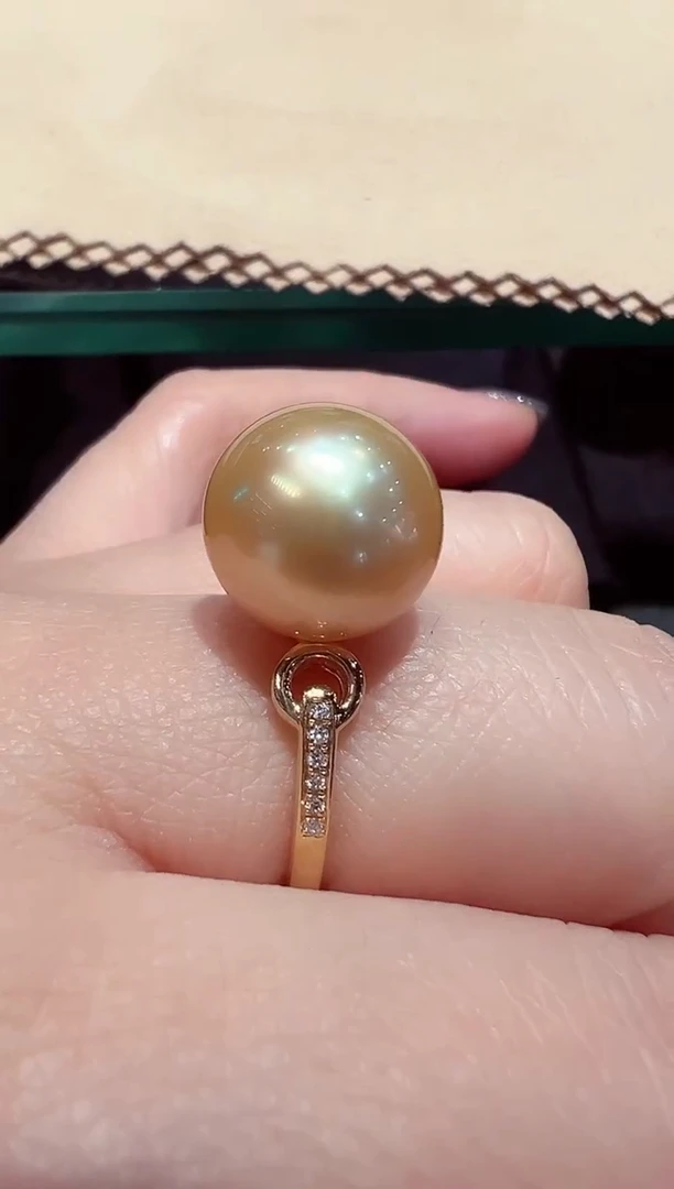 【闪购商品】海水珍珠戒指18K金镶嵌金珍珠戒指