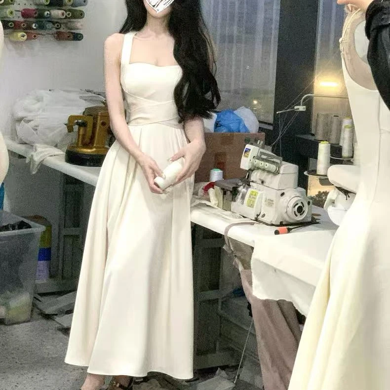 小众设计大摆连衣裙女绑带收腰显瘦高级感生日裙子