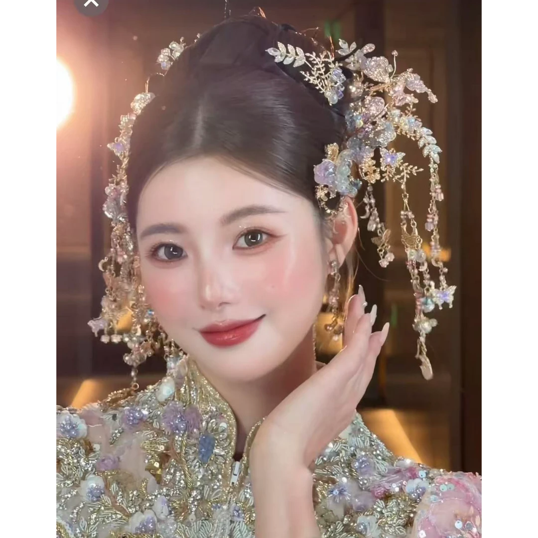 合金婚庆饰品 2025新款手作原创新娘饰品“紫月星河” 爆款322