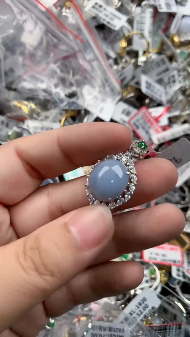 银S925镶嵌戒指翡翠11  11  10