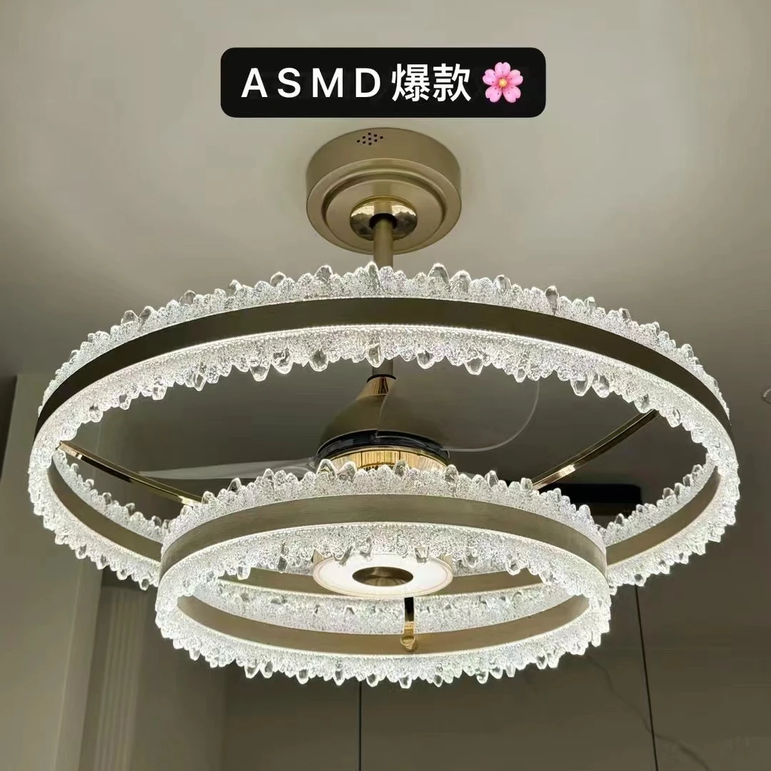 轻奢高端客厅风扇吊灯极简餐厅主卧室全光谱离线智能语音吊扇灯具