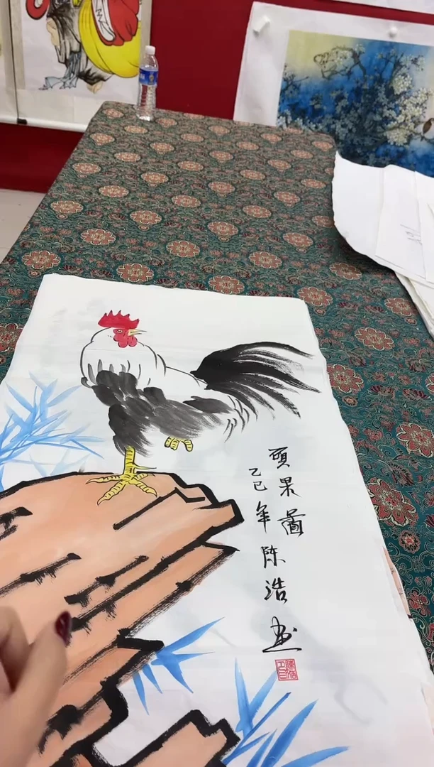 言贤书画年画年画     鸡