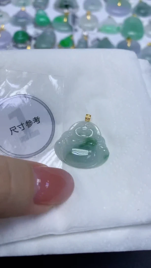 颈饰18K金镶嵌翡翠天然缅甸翡翠A货百元以上9元证书费自理