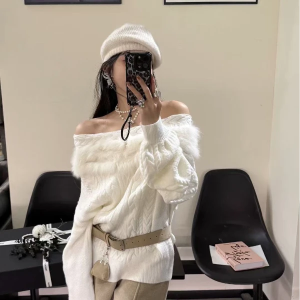 长袖毛针织衫厚款韩版韩系冬季套头款时尚针织网红百搭宽松慵懒风