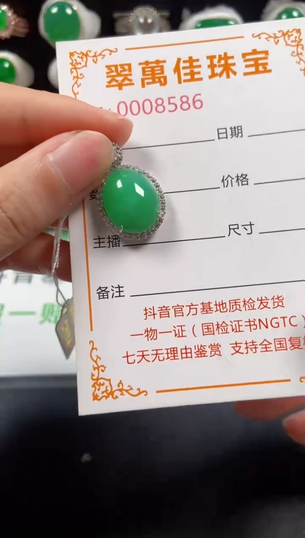 颈饰银S925镶嵌翡翠8586