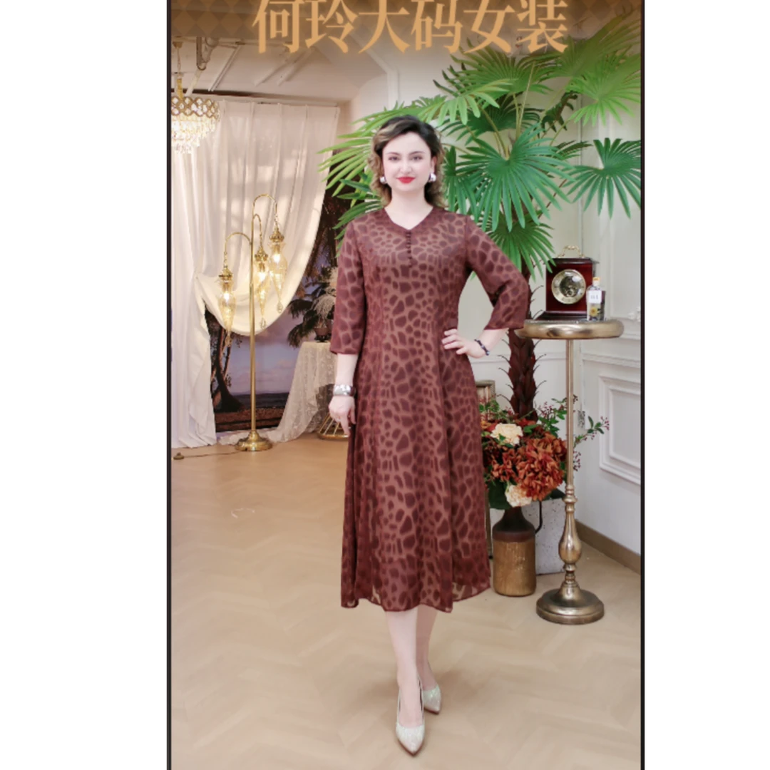 【何玲服装高订】（5-25）6608新款夏季连衣裙气质显瘦设计感中长款裙