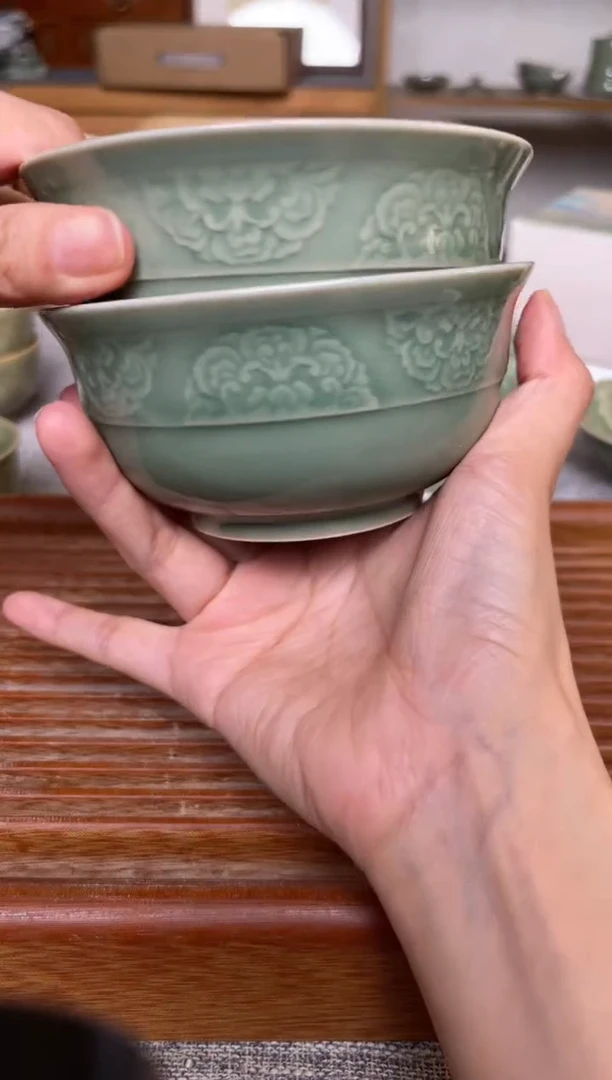 瓷器4.7英寸宝象花小碗 微瑕