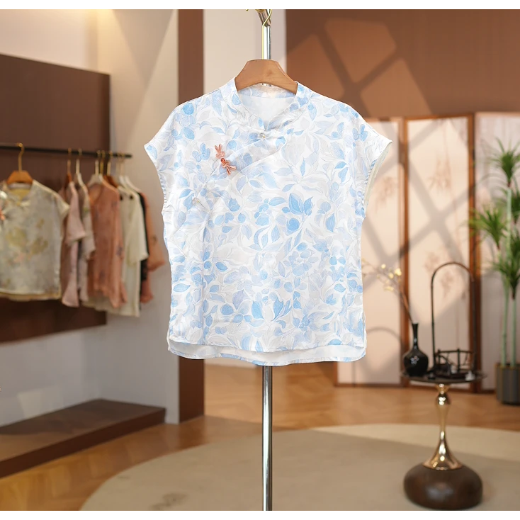 【玉花瓷】新中式百搭舒适休闲优雅气质玉花瓷衬衫