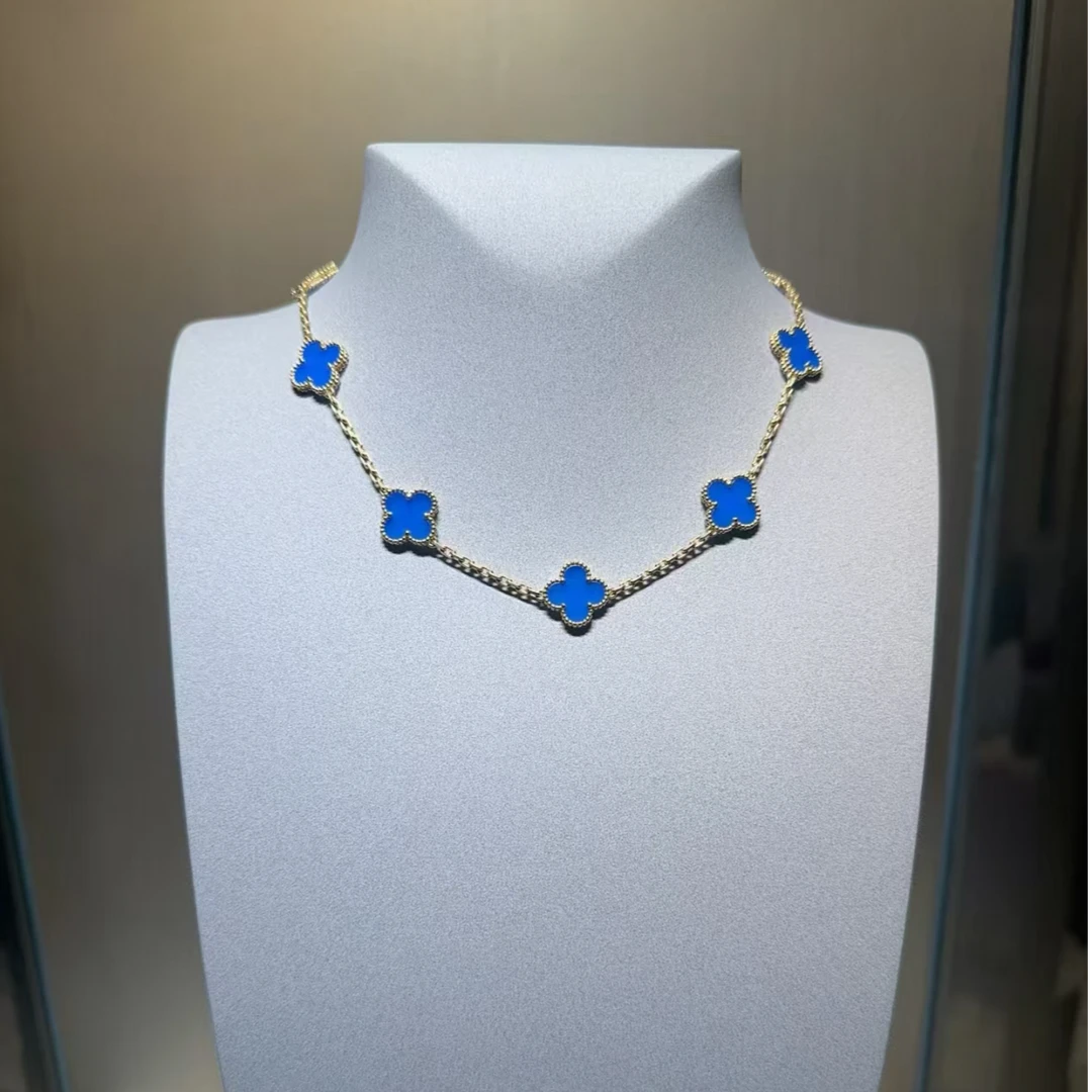 18K金 蓝/红/黑 四叶草十花项链RZ
