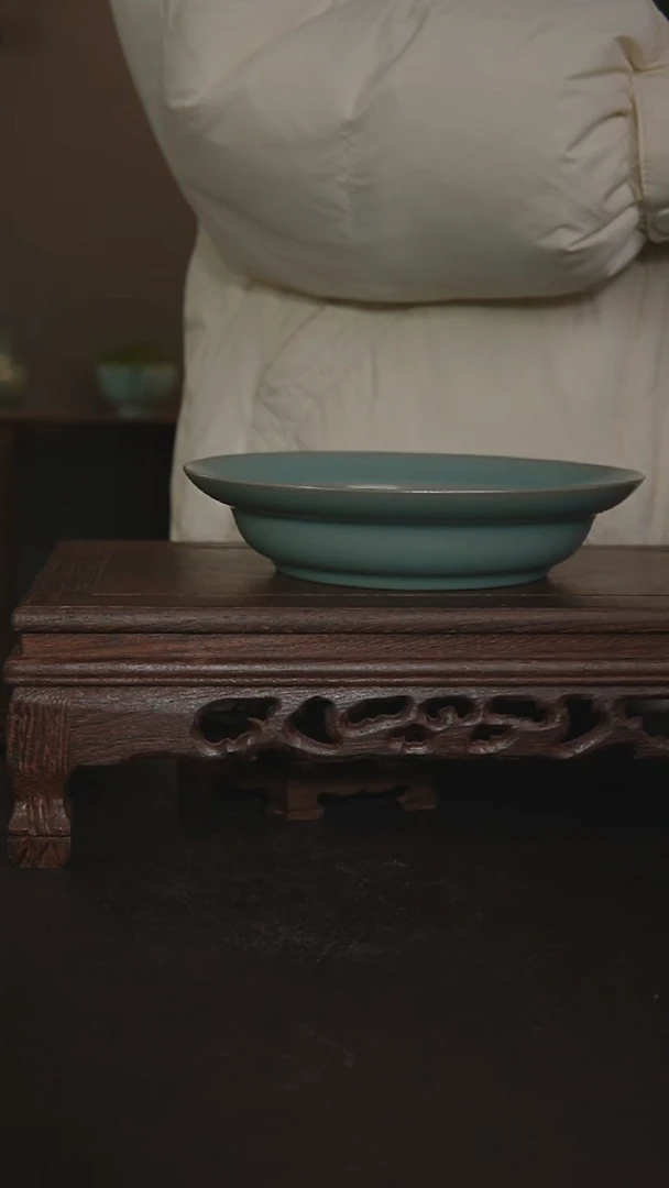 摆件陶仿古手工折沿盘