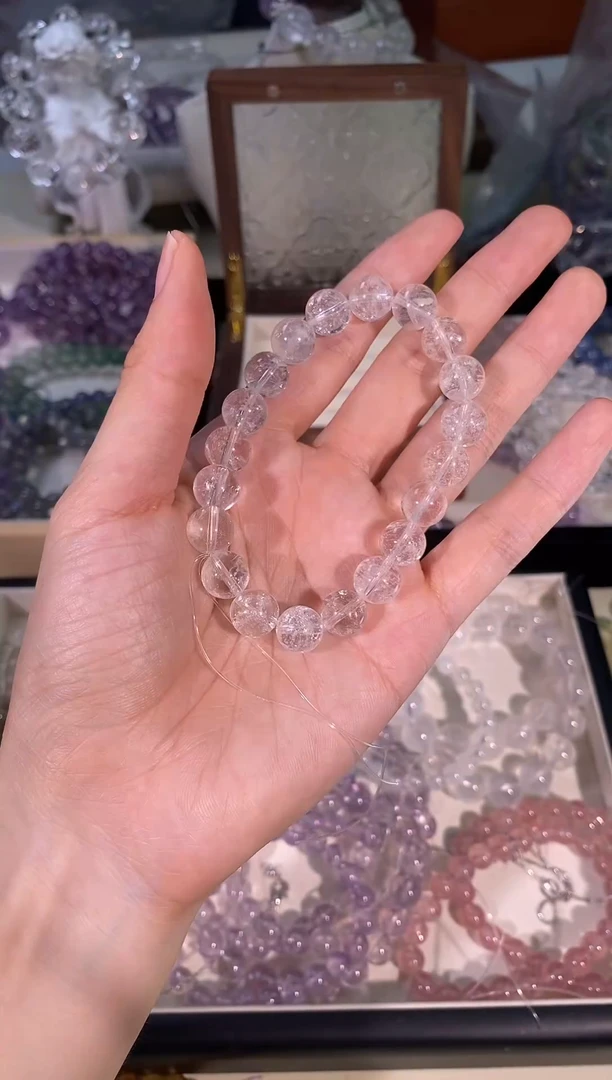 水晶手串未镶嵌冰雪奇缘白阿塞9MM