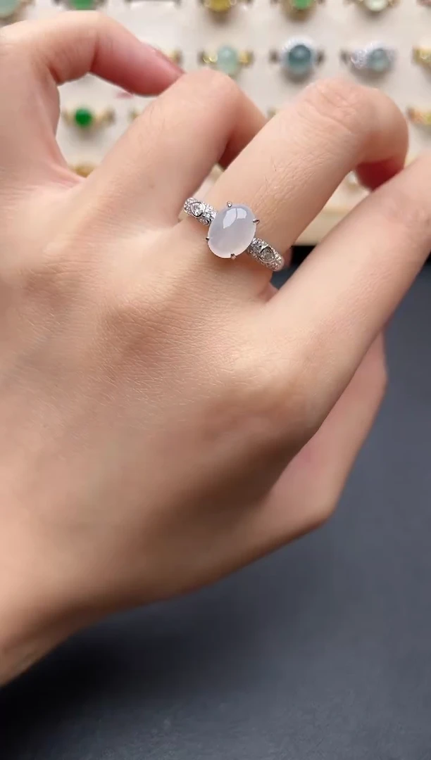 【闪购商品】翡翠戒指银S925镶嵌一物一证一礼盒