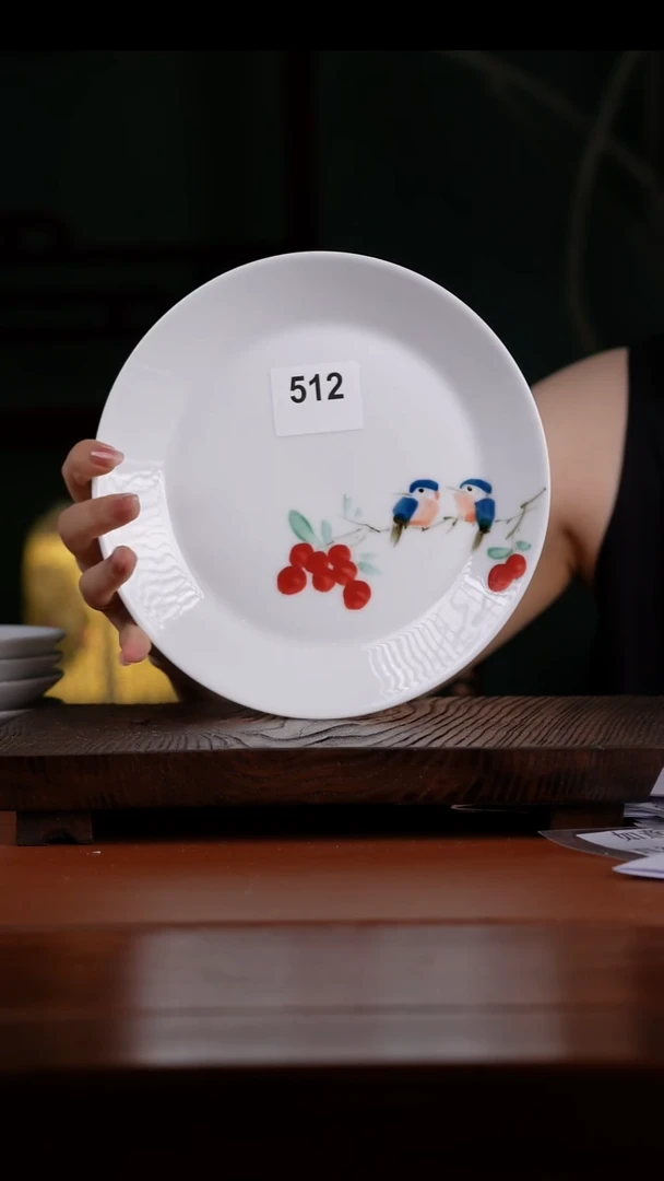 瓷景德镇高温釉中彩如意盘直径20高3