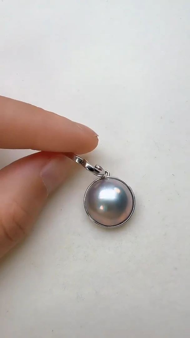 合金拼合珍珠（马贝珠）颈饰灰色光板