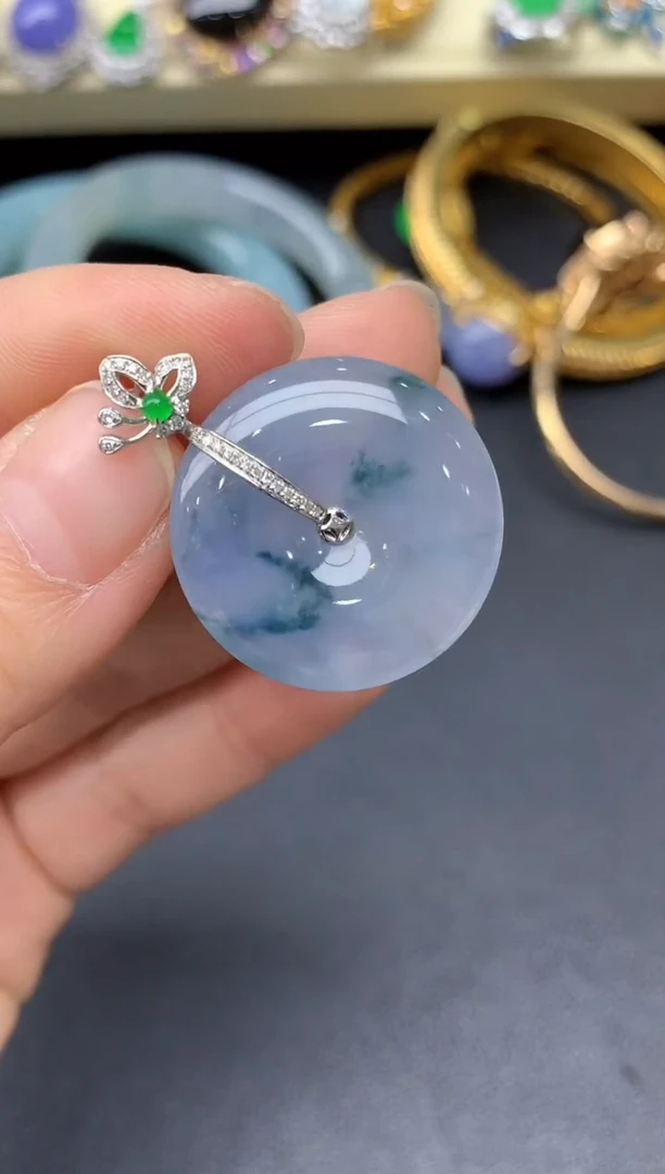 颈饰18K金镶嵌翡翠338-雪姐翡翠天天见